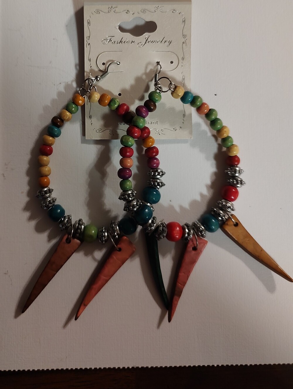 Fashion Jewelry Multicolor Beaded Hoop Earrings with Spike Charms